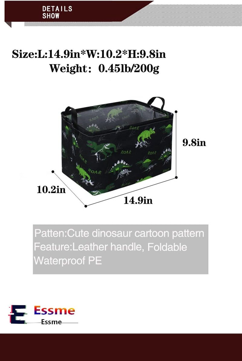 ESSME Rectangular Dinosaur Basket,Dinosaur Bins for Boys with Handles for Boys Room Decor,Kids Baskets for Kids,Gift Bin.(dinosaur decor) - Image 4